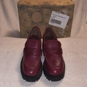 NEW Free People Lyra Lug Loafer In Mulberry Size 36